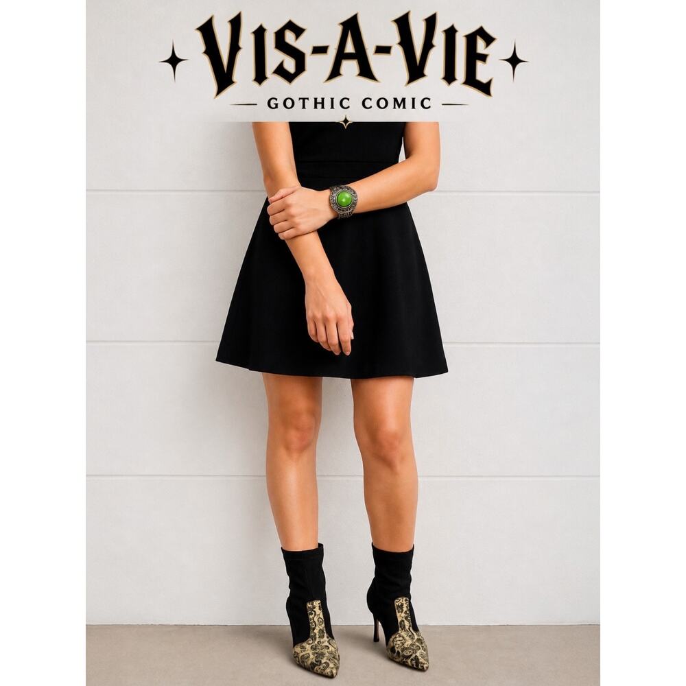 Vis-A-Vie Gothic Comic 3.5” Heeled Boots Sz. 8